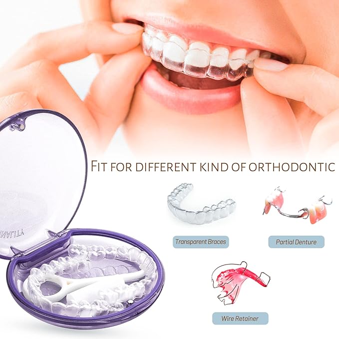 Retainer Case, Large Teeth Night Guard Cases, Slim Aligner Case Holder for Teenage, Adult, Portable Frosted Dental Braces Cases for Travel, School, Office