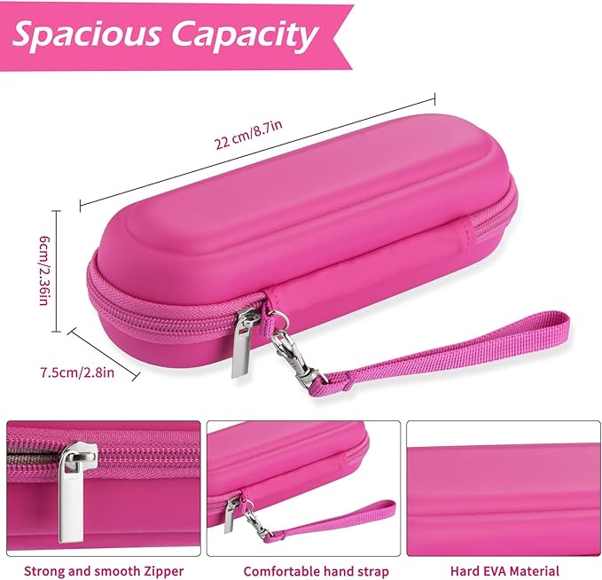Toothbrush Travel Case for Oral B/Oral-B Pro 1000 1500 5000 7000 & Philips Sonicare 4100 1100 5300 5100 6100/iO Electric Toothbrush, Hard Protective Storage Bag (Pink case with toothbrush cap)