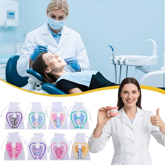 48 Pcs Dentist Gifts Include Lip Balm Thank You Tag Organza Bag Dental Gift for Dental Hygienist Dental Assistant Nurse Suitable Birthday Christmas Thanksgiving Gifts