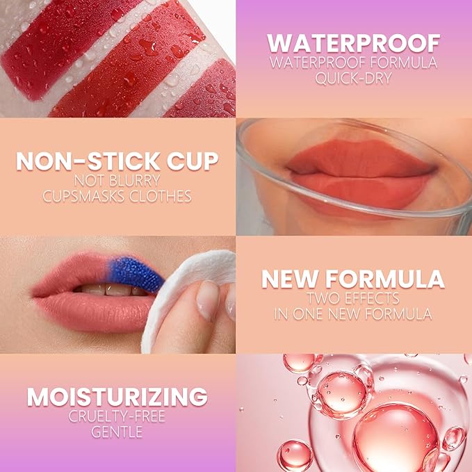 Jolilab Lip Stain Masque,Wipe Off Lip Tint,Waterproof,Transfer proof,Highly Pigmented,Ultra Long Lasting Lip Stain Peel off Makeup With Matte finish for All-day Wear.(#03+#04)