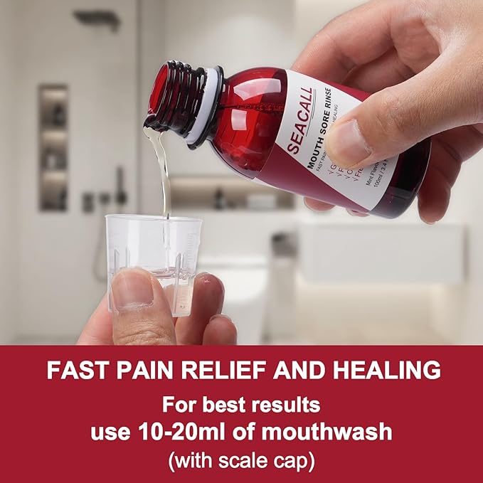 Oral Rinse Mouthwash - Mouth Rinse Help Canker Sores & Gingival Bleeding Treatment - Fresh Mild Mint (100ml/3.4 Fl oz)
