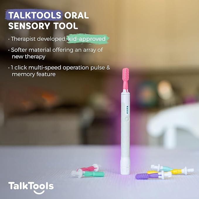 TalkTools Sensi Oral Sensory Therapy Tool with Soft Sensi Jaw Tips (Base with Tip White, 12 Tips)