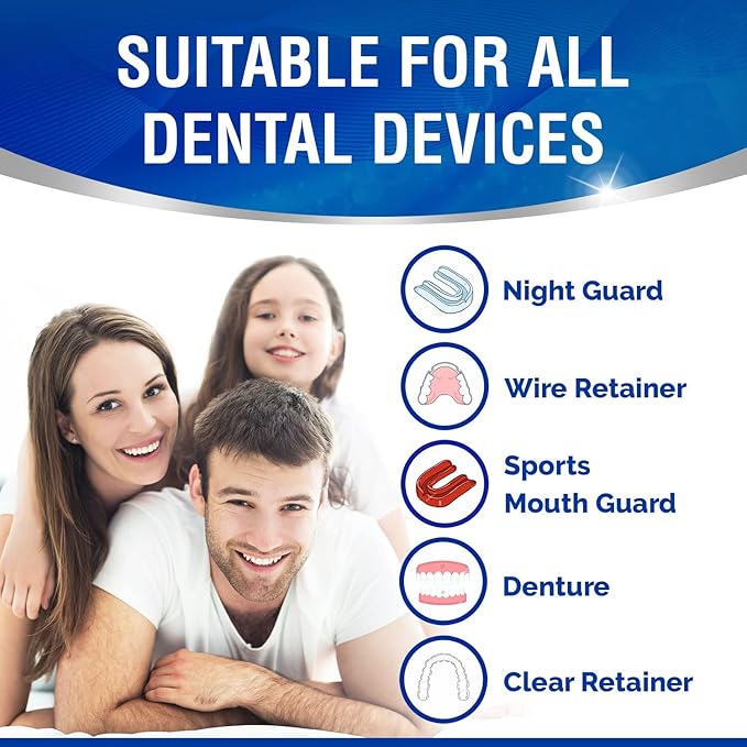 60 units Retainer Cleaner and Denture Cleaning Tablets - Mouthguard Cleaner and Denture Cleaner Tablets Remove Plaque, Odors and Stains from Aligners, Night Guard and Removable Dental Appliances
