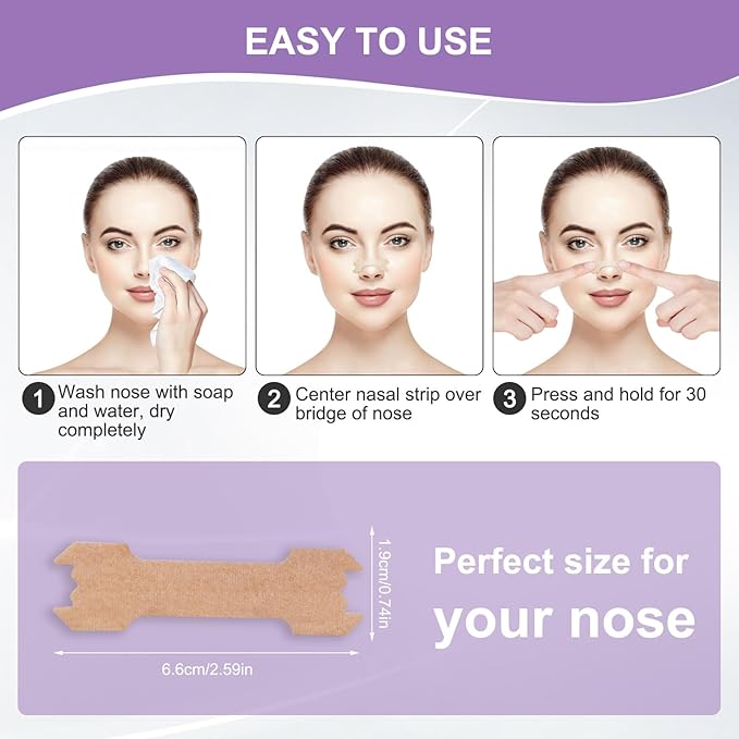 MQ 100ct Nasal Strips for Snoring Lavender Scent Nose Strips for Breathing Extra Strength Snore Strips to Open Nasal Passages, Relieve Nasal Congestion