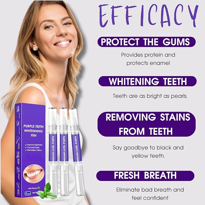 Teeth Whitening Pen, Teeth Whitener Effective Tooth Whitening Gel Kit, Professionally Stain Removal Effective, Painless, Low Sensitivity (3 Pcs)