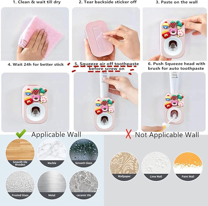 Automatic Toothpaste Dispenser Wall Mounted for Bathroom,Toothpaste Squeezer for Kids & Family Shower by Mr. Thumbs (1pc,Astronaut)
