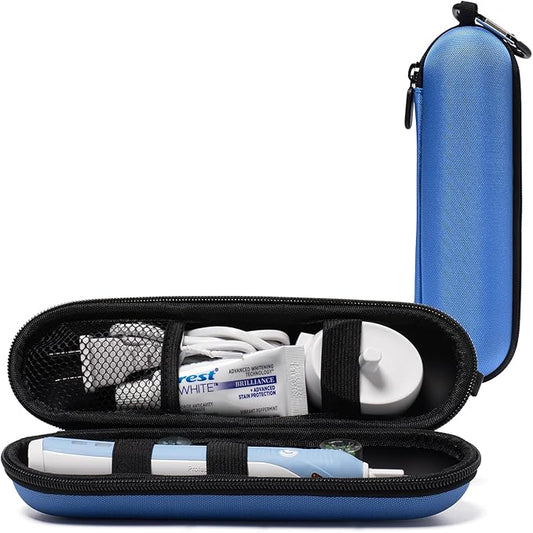 Nincha Compact Electric Toothbrush Travel Case, EVA Protective Storage Bag for Philips Sonicare/Oral-B, Waterproof Portable Carrying Case with Mesh Pocket & Elastic Bands (Blue)