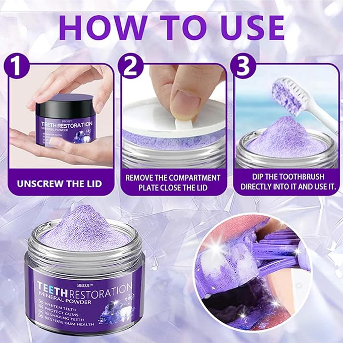 BBOJI Teeth Restoration Mineral Powder, Tooth Restoration Powder, Natural Teeth Restoration Powder-50g, Professional Oral Care, Protect Gums and Freshen Breat (4 Bottle)