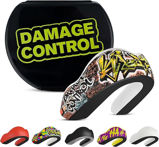 DAMAGE CONTROL Extreme Impact Mouth Guard – Sports Mouthguard for Boxing, MMA, BJJ, Hockey, Rugby, Lacrosse, & More – Mouthpiece for Teeth & Jaw Protection (Adult, King Tag EI)