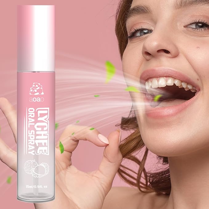 Oral Spray for Adults, Mouth Freshening Spray, Portable Peppermint Oral Freshener, Alcohol & Fluoride-Free Oral Care Mouth Spray, Travel, Dates, Office, Dry & Bad Breath,0.5fl.oz (Pink)