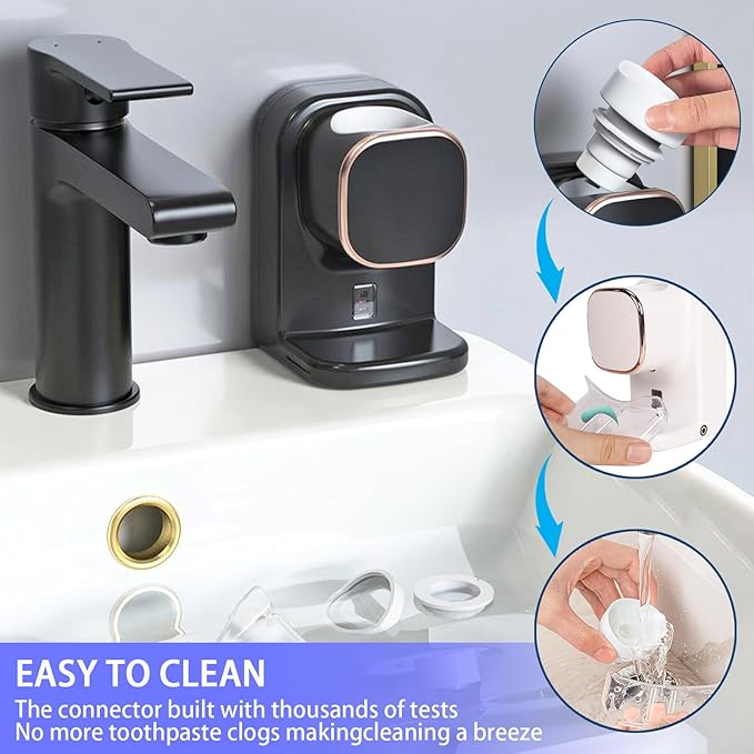 Toothpaste Squeezer,Toothpaste Dispenser Wall Mounted,Automatic Toothpaste Squeezer for Kids and Adult,Quantitative Toothpaste Dispenser Bathroom Accessories (Black)