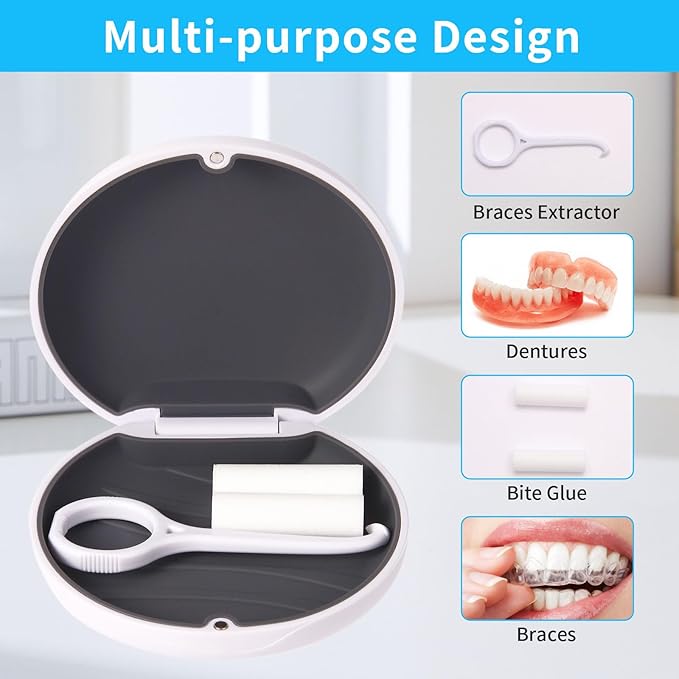 Aligner Case, Slim Retainer Box for Travel, Retainer Case Compatible with Invisalign Aligners, Brace Storage Box with Aligner Removal Tool and Chew,Pink