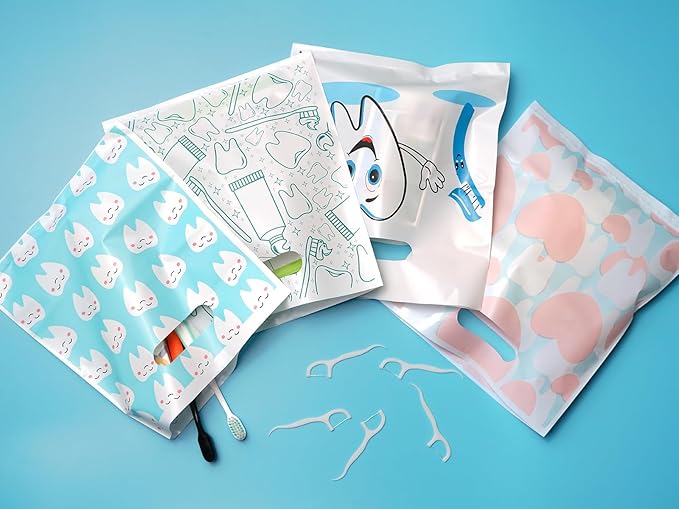 800 Pcs Dental Bags, Tooth Patient Care Dental Bags, 9 x 8 Inches dental goodie bags, for Dental Clinics, Schools and Patient use (Style 4)