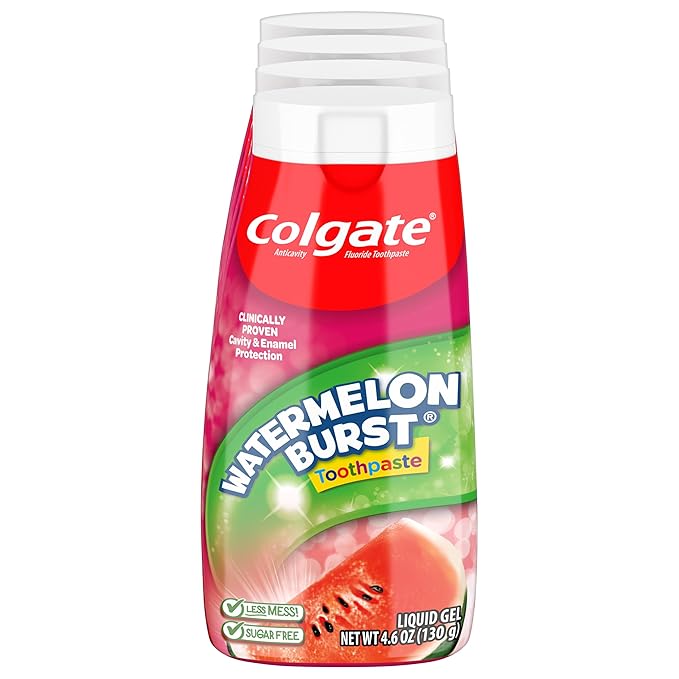Colgate Anticavity Kids Toothpaste with Fluoride for Ages 2+, Watermelon Burst Flavor - 4.6 Ounce (4 Pack)