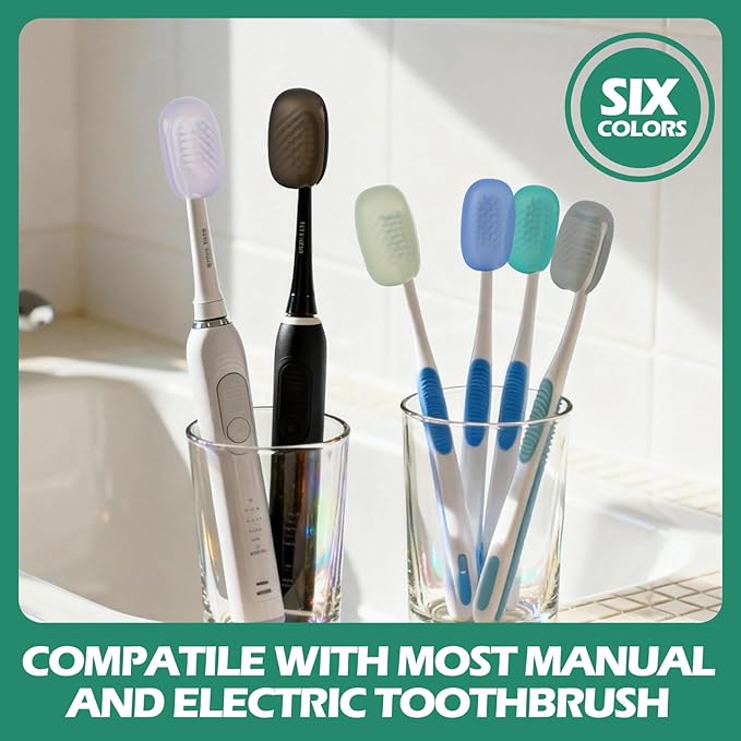 6 Packs Silicone Toothbrush Covers, Tooth Brush Cover Cap for Electric & Manual Toothbrush Heads