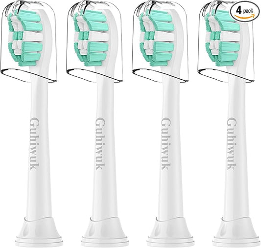 Toothbrush Heads for Philips Sonicare Replacement Heads, C2 Brush Head Compatible with Phillips Sonicare Click-on 4100 5100 6100 Electric Toothbrush, 4 Pack, White
