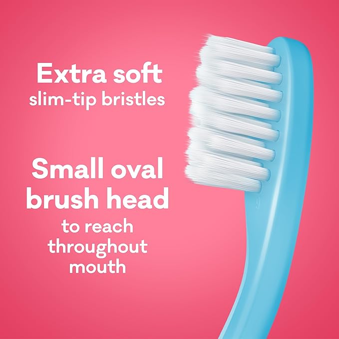 Grin Kids 100% Recycled Toothbrush, Extra Soft, 4 Count, Pink, Gentle Care for Baby and Toddler Teeth