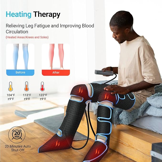 Leg Massager with Heat, FSA Eligible HSA Air Compression Leg Massager for Blood Circulation and Pain Relief,Muscle Fatigue,Cramps,Swelling and Edema