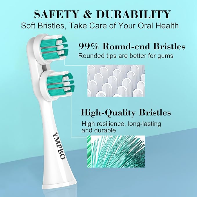 YMPBO Replacement Heads Compatible with Spinbrush Electric Powered Toothbrush Adults, 6 Pack Brush Head Replacement Refill