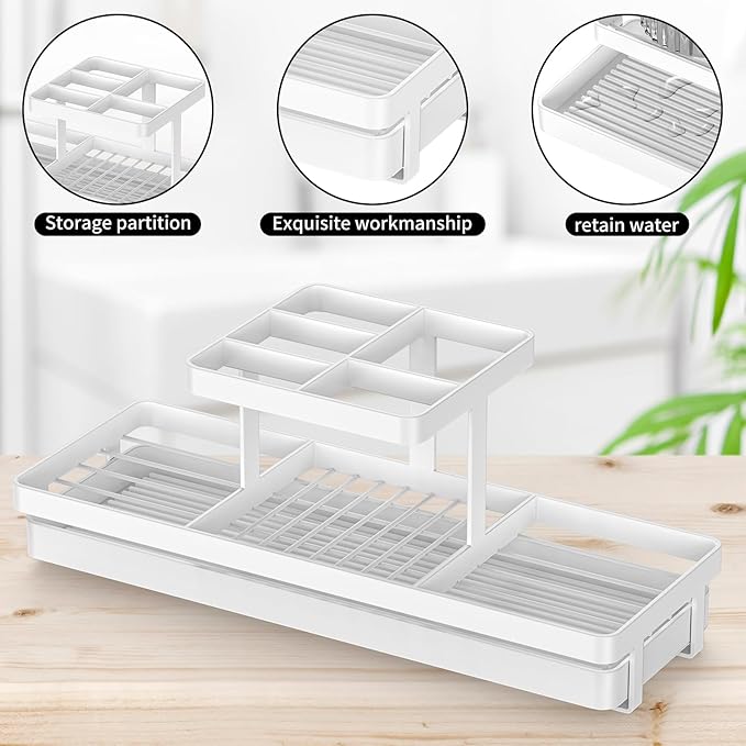 Toothbrush Holders for Bathrooms, 5 Slots Carbon Steel Tooth Brushing Holder Electric Toothbrush and Toothpaste Organizer Bathroom Accessories for Countertop, Shower, White