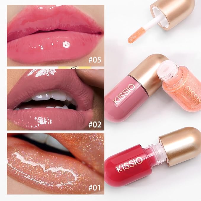KISSIO Lip Plumper,Color Lip Plumper Gloss,Plant Extracts Plumping Lips Serum,Moisturizing Gloss for Fuller Lips and Hydrated,5.5ml,05 Dogwood