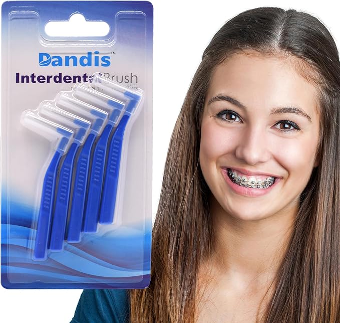 Angzhili 25 Pcs Interdental Angle Brushes,Reusable Dental Cleaners,Oral Dental Hygiene Brush,Dental Toothpick Floss for Braces,Tooth Cleaning Tool (Blue)