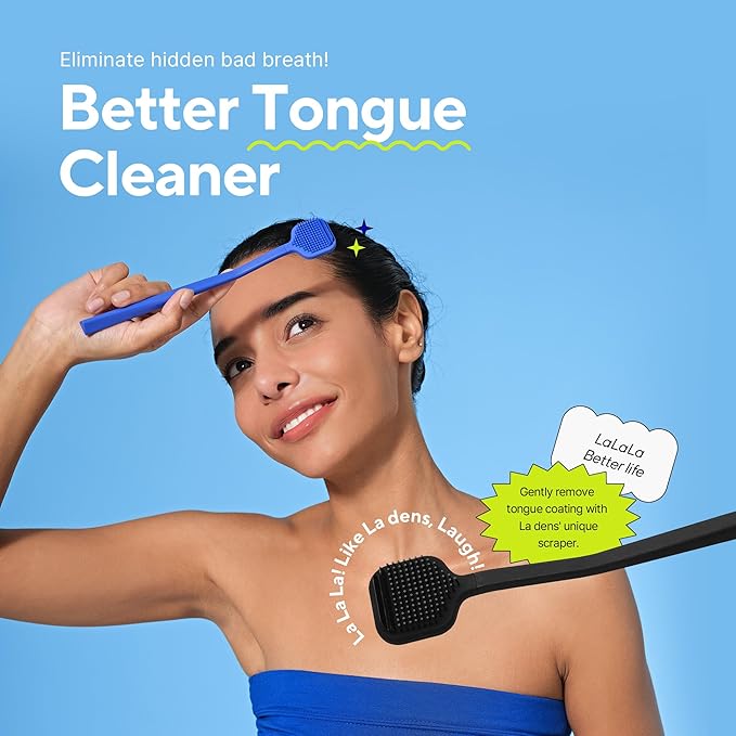 Tongue Scraper – Dual Scraper & 120 Micro Brushes for Fresh Breath, Soft TPE, Anti-Gag Design (White)