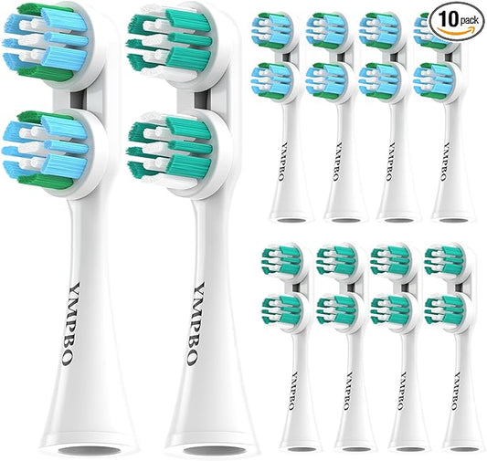 YMPBO Replacement Heads Compatible with Spinbrush Electric Powered Toothbrush Adults, 10 Pack Brush Head Replacement Refill, Green+Blue