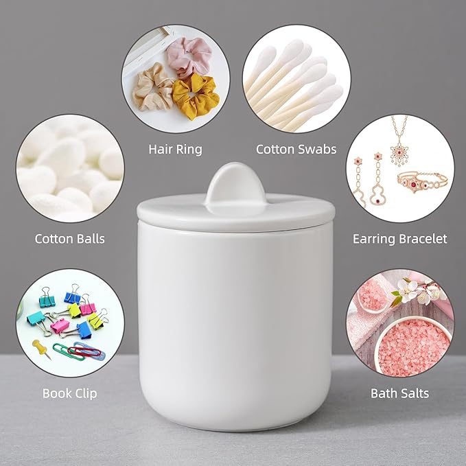 Ceramic Bathroom Accessories Set,Includes Foaming Soap Dispenser, Toothbrush Holder, Soap Dish, Cotton Swab Jar,Bathroom soap and Toothbrush Holder Set,Classic Design(White Set - Foam)