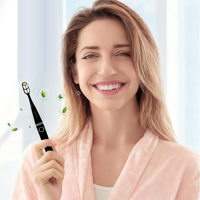 Bauri Electric Toothbrush, Rechargeable Sonic Electric Toothbrush with 3 Brush Heads,Super Slim Toothbrush, IPX7,3 Modes,Toothbrush (Black)