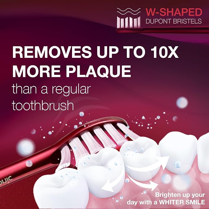 Wagner Stern WHITEN+ Edition. Whitening Electric Toothbrush with Pressure Sensor. Offers 5 Brushing Modes, 3 intensities, 8 Soft Brush Heads, and a Luxury Travel case.