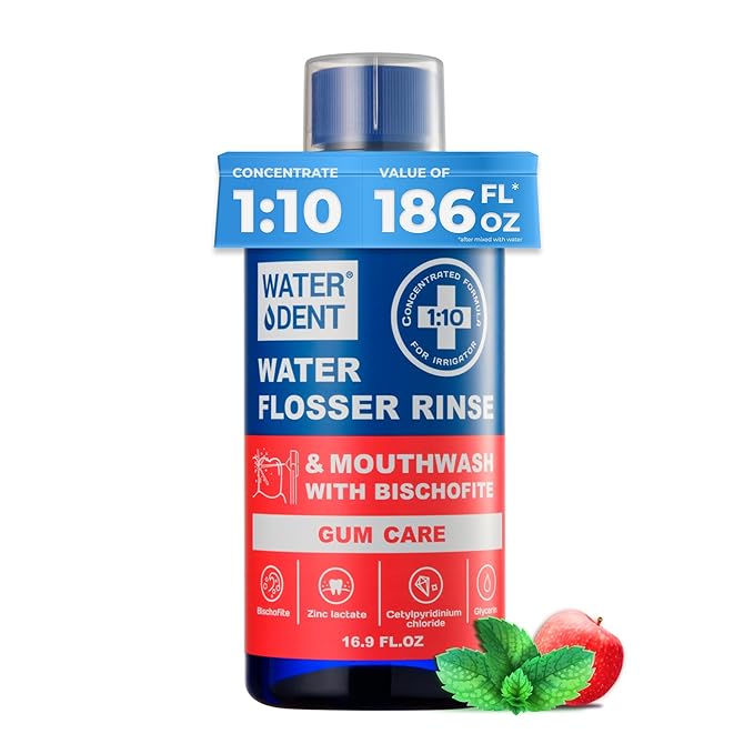 2 Pack Concentrated Water flosser Rinse & Mouthwash, Add to Oral irrigator, Apple Mint & Mint Flavor, Alcohol and Fluoride Free, Made in USA, Gum & Teeth Care