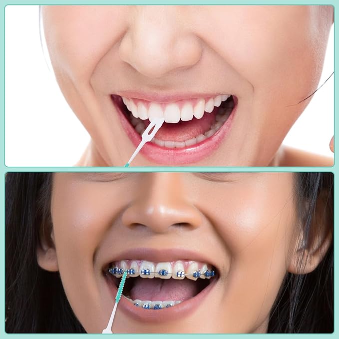 320 Pieces Dual Purpose Toothpick, Dual-Use Interdental Brushes Soft Silicone Disposable Dental Picks, Premium Dental Floss Picks 360° Bendable Braces Brush Dental Brushes for Effective Teeth Cleaning