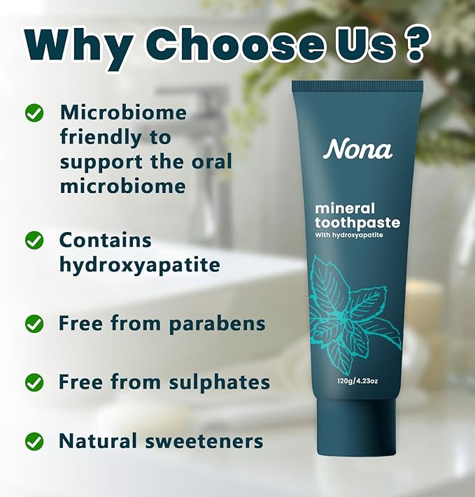 Nano Natural Probiotic Hydroxyapatite Toothpaste - Mild Mint | Fluoride-Free, Remineralizes Teeth, Freshens Breath, Suitable for Sensitive Teeth, Daily Oral Care (1pc)
