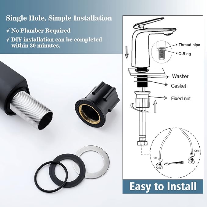 TOCALOCA Black Bathroom Faucet Tall Vessel Sink Faucet Matte Black Bathroom Sink Faucet, Single Handle 1 Hole Cold and Hot Water Mixer Vanity Sink Tap
