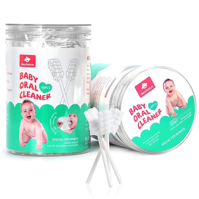 dearlomum Baby Tongue Cleaner, Newborn Toothbrush, 96PCS Disposable Infant Toothbrushes, Gauze Gum Cleaner Toothbrush Baby Oral Cleaning Stick Dental Care for 0-36 Months