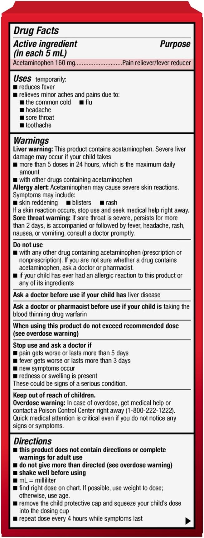 Amazon Basic Care Children's Pain and Fever Oral Suspension Liquid, Acetaminophen 160 mg per 5 mL, Bubblegum Flavor, 8 fl oz
