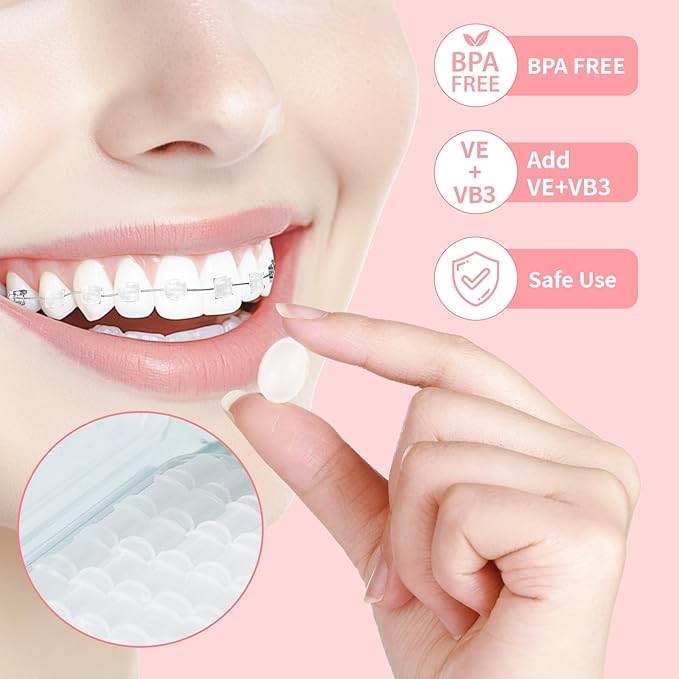 1+3 Pack Orthodontic Wax for Braces Aligners 120 Precut Wax Dots, Braces Wax, Hardcover Box Dental Wax with Mirror for Home Travel Office, Strawberry Flavored