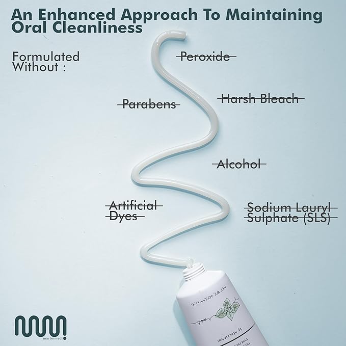 MasterMedi Nano Hydroxyapatite Toothpaste (Inspired by 10% nHA Formulas), Fluoride-Free, Whitening, Sensitive Teeth Care, Enamel Support, SLS Free, Xylitol, Magic Mint, 4 Oz (Pack of 1)