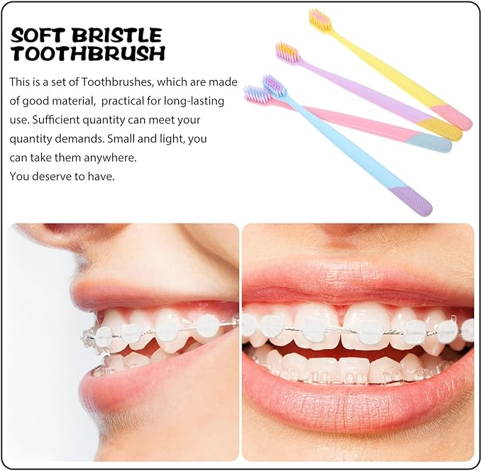 10Pcs Soft Bristles Toothbrush with Ergonomic Non-Slip Handle Wear-Resistant Manual Teeth Brush for Adults Portable Travel and Household Use Gentle Cleaning for Healthy Teeth