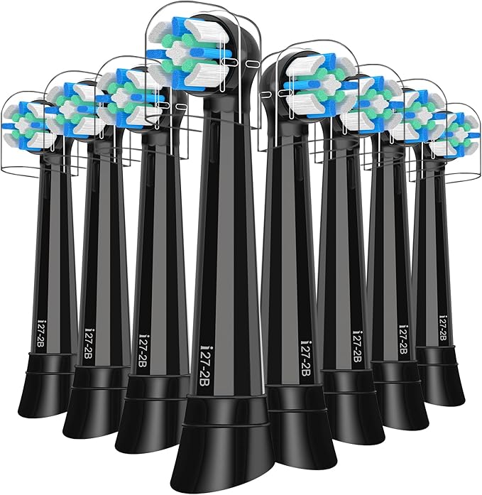 Replacement Heads Compatible with Oral B iO 3 4 5 6 7 8 9 10 Series Electric Toothbrush,Toothbrush Heads Compatible with Oral B iO Replacement Heads, Medium Bristles for Effective Cleaning,8BLACK