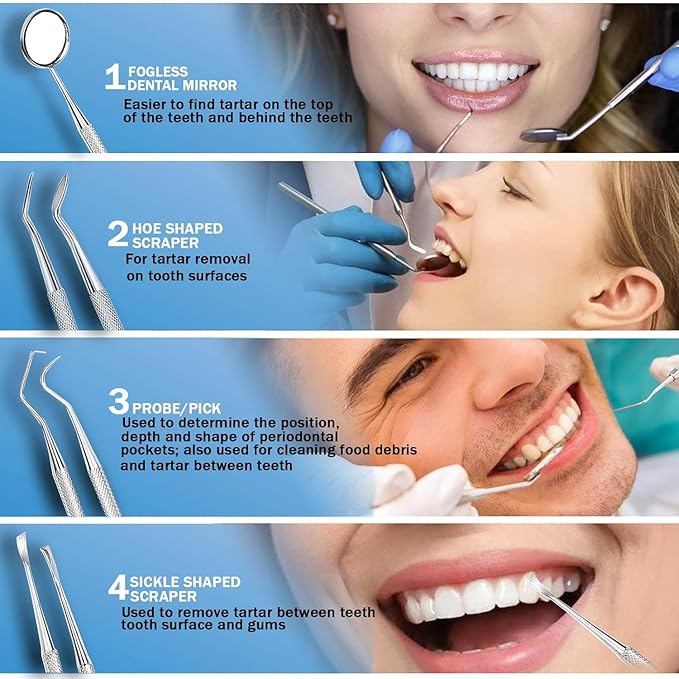Dental Tools and UV-C Cleaning and Storage Box for Stainless Steel Teeth Cleaning Tools Electric toothbrushes and Various Oral Hygiene Devices