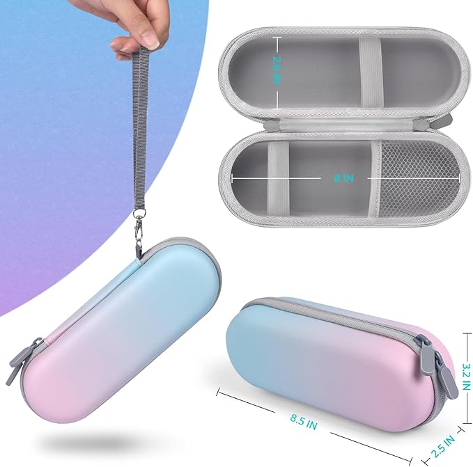 Electric Toothbrush Travel Case, Hard Storage Case with 6pcs Cover Caps, Fits for Oral-B/Oral-B Pro/Philips Sonicare Electric Toothbrush, Gradient