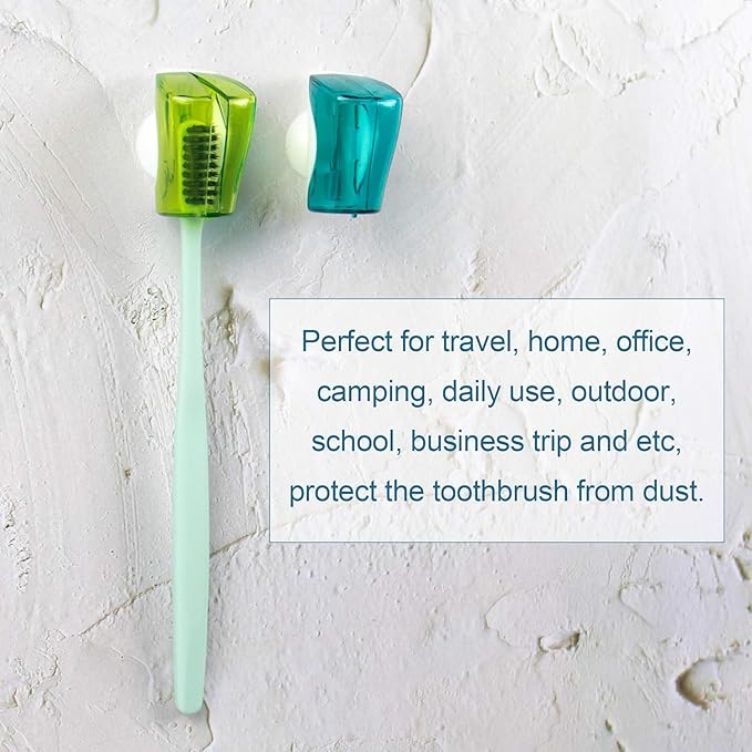 AUEAR, 6 Pack Toothbrush Holder with Suction Cup Toothbrushed Head Covers Caps Protector Case Box for Bathroom Wall Mirror Home Outdoor Travel