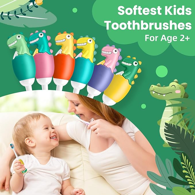 Kids Manual Toothbrush, Ultra-Soft Kids Toothbrush for Sensitive Teeth & Gums, Gentle Toddler & Children's Brush with 10000 Bristles Travel-Friendly Design for Ages 2-7 (Orange)