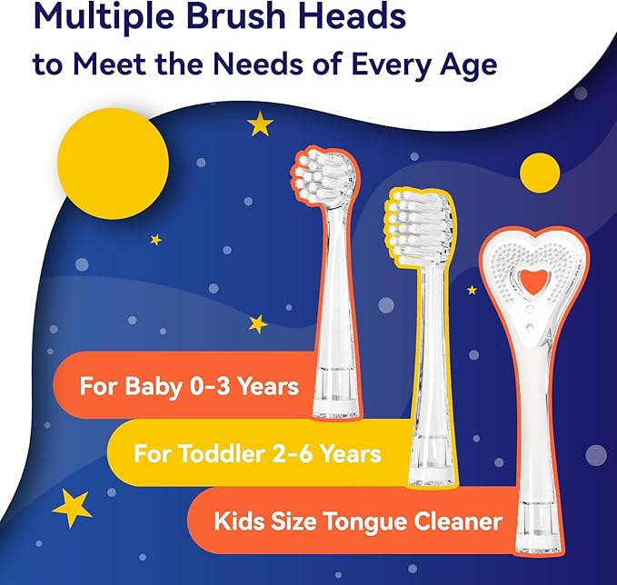 SEAGO Kids Electric Toothbrush Rechargeable with Smart Timer, LED Observing Light & DIY Stickers for Toddlers Ages 2-4, Soft Bristles for Oral Care, USB Charging (Pink)