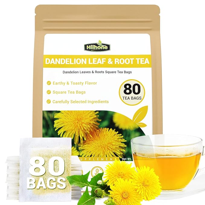 Dandelion Leaf & Root Herbal Tea-Caffeine-free herbal tea，No Sugar，80 Teabags