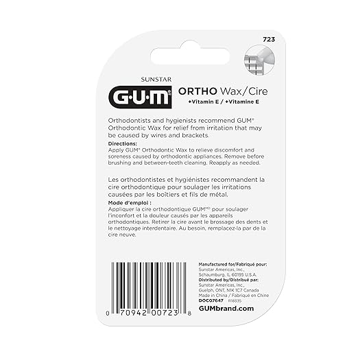 GUM - 723RQC Orthodontic Wax with Vitamin E and Aloe Vera, for Braces, Wires & Partial Dentures (Pack of 2)