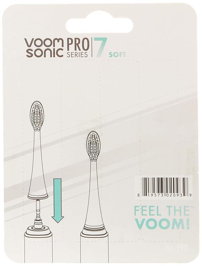 Voom Sonic Pro 7 Series Replacement Brush Heads, Black, 6-Pack