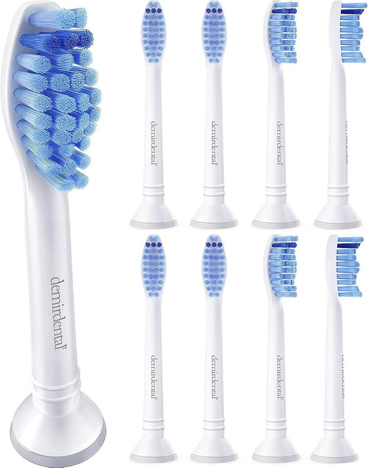 Replacement Heads - Compatible with Philips Sonicare Replacement Heads - Medium Replacement Toothbrush Head - Replaces HX6015/03 SimplyClean Toothbrush Heads - White - 8 Pcs